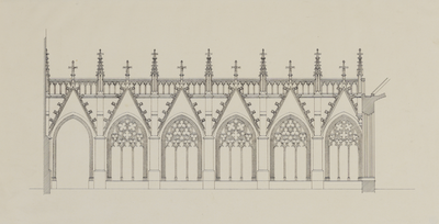 216414 Opstand van de oostelijke arm van de kruisgang van de Domkerk te Utrecht.01-01-1880-31-12-1890